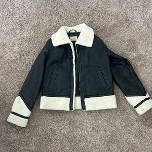 Women's Black and White Shearling Jacket